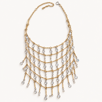 Cascading Clear Stone Multi-Row Statement Necklace